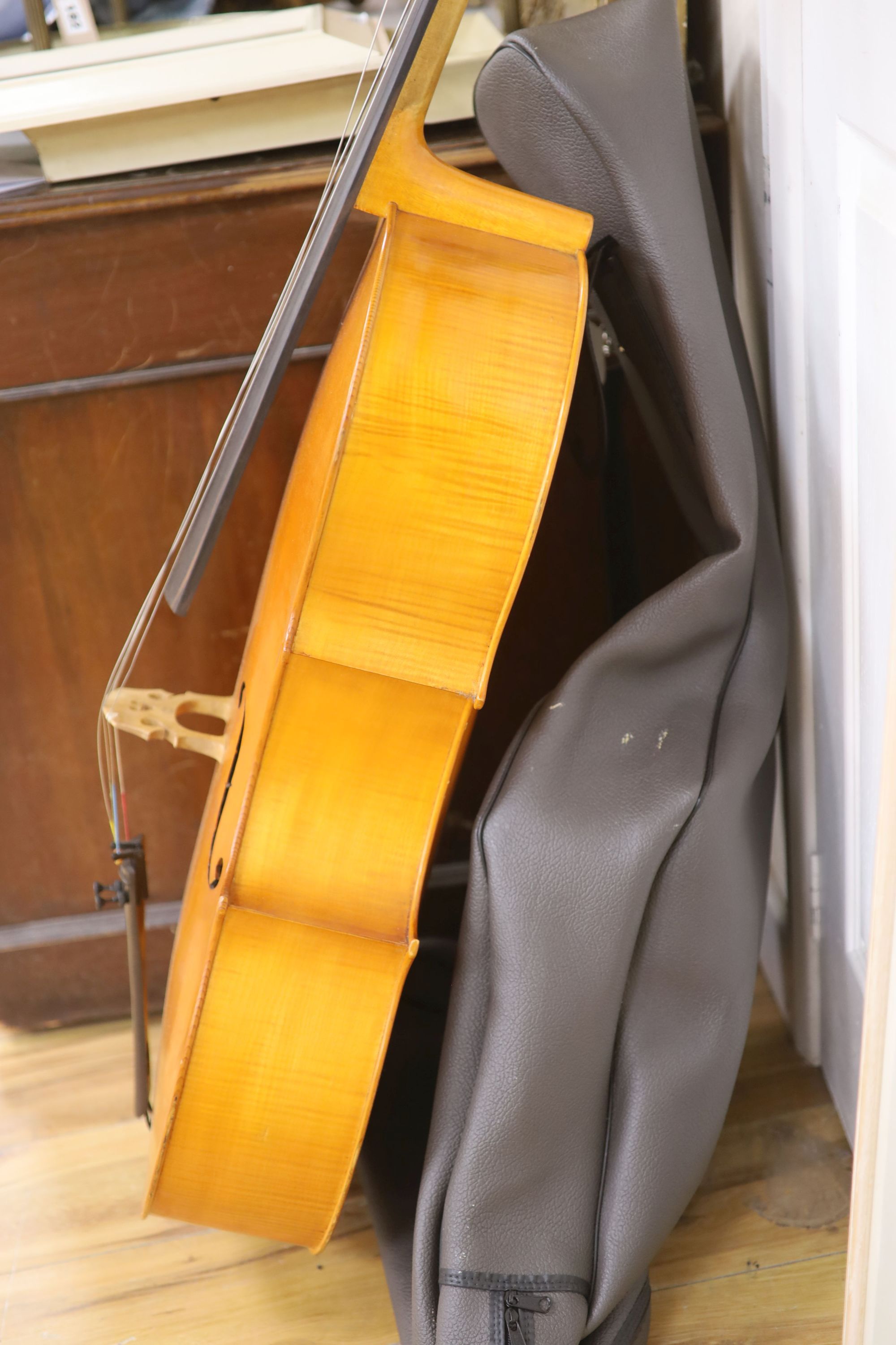 An English cello, Cobbold 96, with cover, back 75.5cm